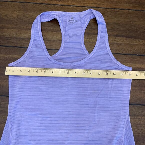 Athleta Shirt Womens Small Purple Micro Striped Racerback Tank Top Activewear - Picture 7 of 11